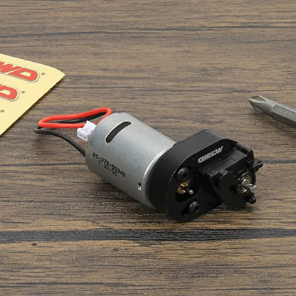 RCAWD SCX24 Upgrades 370 34T Electric Motor Carbon Brushed Motor & Center Gear Housing, Transmission with Steel Gears Parts for Axial 1/24#AXI90081#AXI00001#AXI00002#AXI00005#AXI00006 Black - color: Black