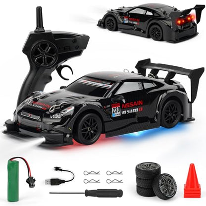 RC Drift Car, 1:24 Scale Remote Control Drift Cars | 2.4GHz 4WD Drifting Cars, 30km/h High-Speed RC Race Car Vehicle, Racing Sport Toy Ideal Gift for Boys Girls Kids - color: Black