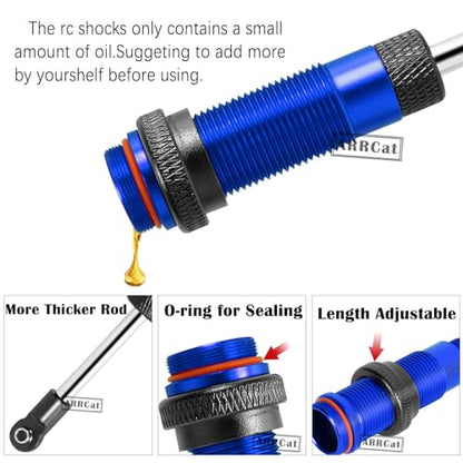 4PCS Front Rear Full Alloy Shocks RC Upgrades Parts for 1/10 Senton Granite Big Rock Vorteks 3s Blx 4X4 Mega 550,for 1/10 Kraton Outcast 4s,Navy Blue,Replace #AR330550 AR330551 - color: Navy Blue Shocks (Upgrades)