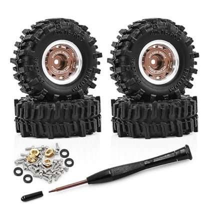 0.7 Inch RC Crawler Tires and Wheels Set 40×16mm for 1/30 Scale Axial SCX30 (Bronze) - color: Bronze