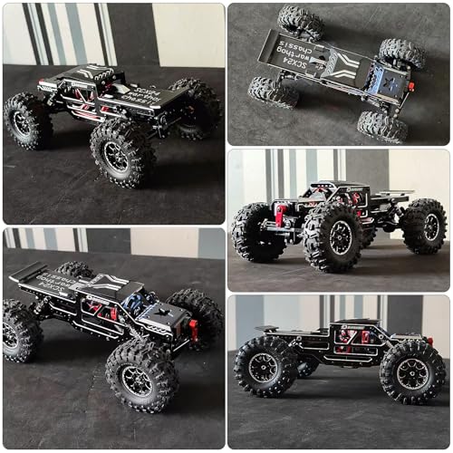 SCX24 Warthog LCG Chassis Kit, Aluminum Roll Cage Frame | 1/24 RC Crawler Buggy Scale Appearance Chassis, Compatible with Gladiator Bronco C10 JLU Models Custom Builds Upgrades - color: Black, size: with Lettering
