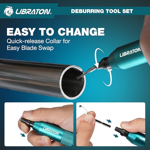 LIBRATON Deburring Tool 3d Printing, Countersink Chamfering Reamer Tool | 360 Degree Swivel Deburring Tool for Metal, Resin, PVC, Copper, Plastic, Wood, Deburring Tool 3d Printing with 10 HSS Blades