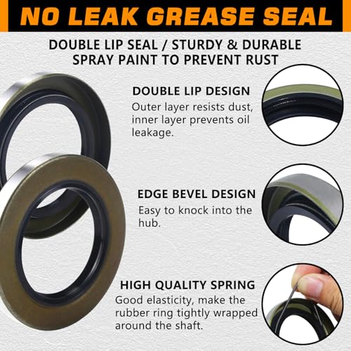 4Sets 25580 14125A Trailer Hub Bearings Kit for 7000 lb D42 Axle | with 21333TB/10-10 22333TB/10-36 Grease Seals, 2.72'' Dust Caps, Cotter Pins, Castle Nuts & Washers, for #42 Tapered Spindle - size: 4Set 25580 14125A Bearing Kit