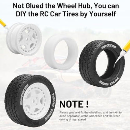 1/14 RC Car On-Road Drift Tires, daitoku 12mm Hex RC Racing Tires for Tamiya M08/05/06 MF-01X - Style B (White) - style: Style B