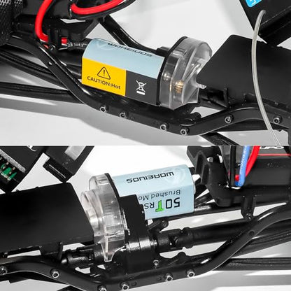 050 50T Brushed Motor with Transparent Acrylic Aluminum Alloy Transmission Gearbox for 1/24 RC Crawler SCX24 AX24 Upgrade(Black) - color: Black
