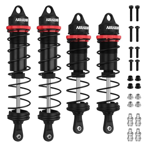 RC Car Shock Absorbers, 130mm Rear Shocks 110mm Front Shocks Set | Adjustable Shocks Compatible with 1/8 Arrma Typhoon 6S Redcat FS/ZD Racing Buggy Truggy Replacement Parts (Black) - color: Black (2F+2R)