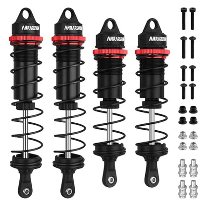 RC Car Shock Absorbers, 130mm Rear Shocks 110mm Front Shocks Set | Adjustable Shocks Compatible with 1/8 Arrma Typhoon 6S Redcat FS/ZD Racing Buggy Truggy Replacement Parts (Black) - color: Black (2F+2R)