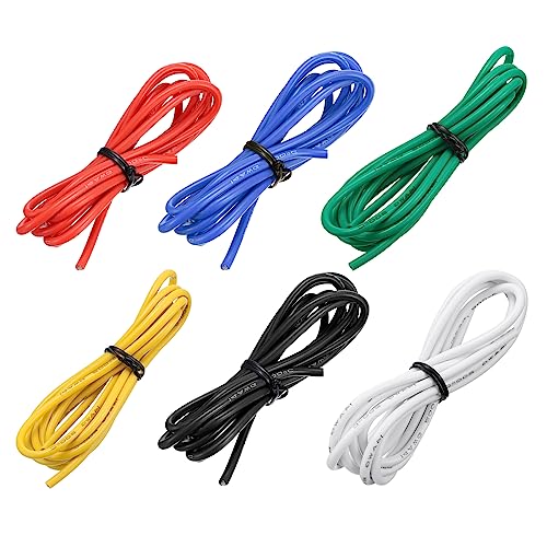 MECCANIXITY 14 Gauge Wire Silicone Wire 14AWG Electrical Wire Stranded Wire Tinned Copper Wire High Temp Hookup Wire 6 Color 1.5m/4.92ft for Car Model Electric Appliances 6pcs - size: 14AWG, 4.92ft