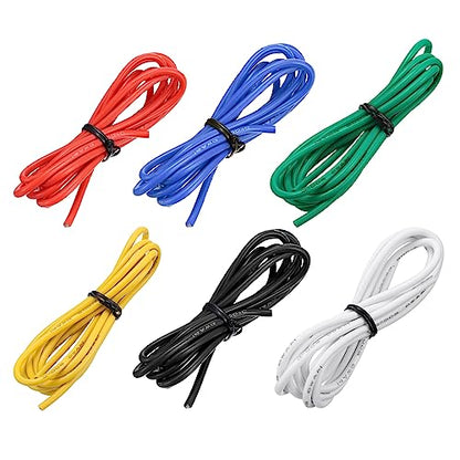 MECCANIXITY 14 Gauge Wire Silicone Wire 14AWG Electrical Wire Stranded Wire Tinned Copper Wire High Temp Hookup Wire 6 Color 1.5m/4.92ft for Car Model Electric Appliances 6pcs - size: 14AWG, 4.92ft