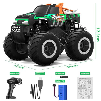 HOMETALL Remote Control Monster Truck Toys - 1:16 Waterproof All Terrain RC Car Fast Remote Control Car with Crashworthy Body, Electric Vehicle Kids Truck Toys for Boys and Girls,Age 6+,Green - color: Green-black
