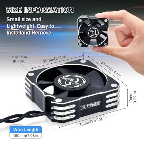 RC Motor Cooling Fan 35mm 21000RPM 8.4V Aluminum RC ESC Motor Cooling Fan for RC Car 1/8 1/10 Scale 3650 3660 3670 Brushless Motor (Black+Silver) - style: 2pack Silver