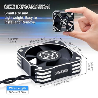 RC Motor Cooling Fan 35mm 21000RPM 8.4V Aluminum RC ESC Motor Cooling Fan for RC Car 1/8 1/10 Scale 3650 3660 3670 Brushless Motor (Black+Silver) - style: 2pack Silver