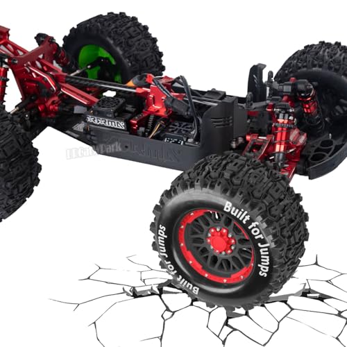 17mm Hex 1/7 1/8 1/10 RC Wheels and Tires for 1/10 Revo/Summit/T-Maxx/E-Revo,1/8 Kraton/Outcast/Fireteam/Notorious 6S,Sledge,1/7 Fireteam 6S,etc RC Monster Truck,(4Pcs) Red Black - color: Red Black - (Rc Truck Tires)