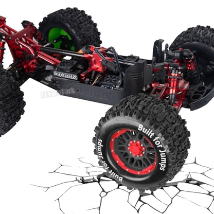 17mm Hex 1/7 1/8 1/10 RC Wheels and Tires for 1/10 Revo/Summit/T-Maxx/E-Revo,1/8 Kraton/Outcast/Fireteam/Notorious 6S,Sledge,1/7 Fireteam 6S,etc RC Monster Truck,(4Pcs) Red Black - color: Red Black - (Rc Truck Tires)