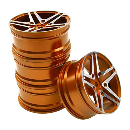 ShareGoo Metal Wheel Rims RC 12mm Hex Hubs 1/10 RC Drift On-Road Racing Touring Wheel Rim Compatible with HSP Tamiya Kyosho RedCat Sakura WLtoys Universal 1/10 RC Scales,5-Spoke (Golden) - color: Golden