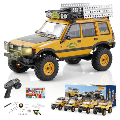 BEEZRC FMS 1/24 RC Crawler RTR FCX24M Land Rover Family Camel Trophy Edition Licensed RC Model 4WD RC Rock Truck 2.4Ghz Hobby Grade RC Car Model Mini Off Road Vehicle with Battery (Discovery) - color: Discovery
