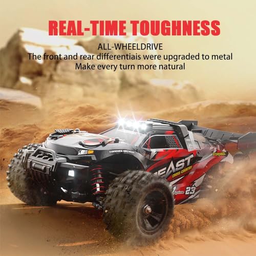 1/18 Brushless RC Cars for Adults, 4x4 Offroad Truck All-Terrain, 37mph+ High Speed Fast RC Cars, Waterproof Electric Powered Remote Control Car, 3 Batteries (Red) - color: 3 Batties(red1)