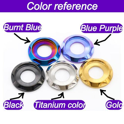 GR5 (Ti-6Al-4V) Titanium Alloy CNC Carved Fancy Washers 4 Pack Suitable for Fancy Screws and Other Uses M5 M6 M8 M10 (Burnt Blue, M6=4pcs) - color: Burnt blue, size: M6=4pcs