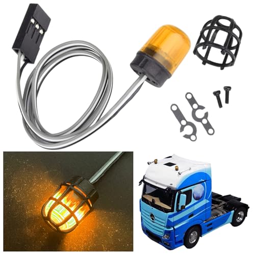 HobbyPark RC LED Flash Lights Alarm Lamp Flashing Rotating Beacon Light DC 5–6V Compatible with 1/10 TRX4 SCX10 RC Crawler Car 1/14 Tamiya Tractor RC Truck (1 Yellow Light) - color: 1 Yellow Light