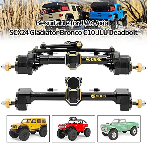 OGRC Brass complete Portal Axle Upgrades front Axle Built-in 13T Overdrive Worm Gear Heavy Duty Portal Axle for Axial SCX24 Deadbolt/ C10/JLU/Gladiator/Bronco Crawler Car