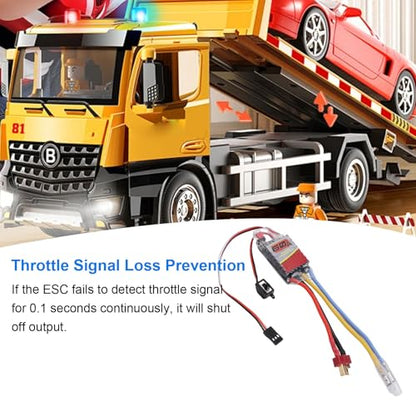 Dpofirs Electronic Speed Controller 60A Brushed ESC | T Plug Design for RC Car Boat Truck Crawler Fits 540 550 380 370 Motors