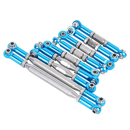 CHICIRIS RC Truck Metal Steering Linkage Rods Set, High Strength Durable Upgrade Parts with Easy Installation, Compatible for FY 01 02 03 04 05 07 12428 12423 Q39 RC Car (Blue)