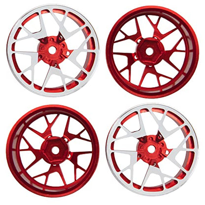 4Pack Metal Wheel Rims 12mm Hex Hub 26mm Width Compatible with Traxxas Tamiya TT01 RedCat Sakura D4 XIS HSP HPI 1/10 On-Road Racing Touring Drift Car (Red) - color: Red
