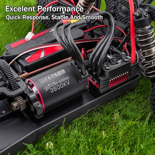 Supersonic 3660 &110A Brushless Motor and ESC Combo Shaft 3.175mm 2S Lipo Applicable to 1/10 Short Course Trucks Monster（4250kv 110A） - style: SUP3660 Motor 4250kv +110A V2