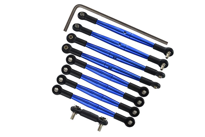 Complete Aluminum Steering Tie Rod & Suspension Pushrod Linkage Set for Traxxas 1/16 Mini E-Revo Summit Upgrades - Blue