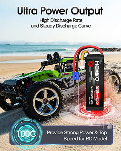 HOOVO 14.8V 100C 5200mAh 4S Lipo Battery with EC5 Connector SoftCase 2 Pack | for RC Car Truck Truggy Buggy Tank RC Airplane Helicopter Boat Car Racing