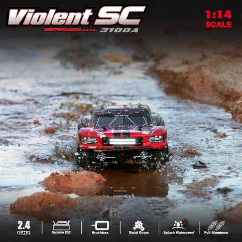 HAIBOXING 3100A 4X4 Off-Road Brushless RC Short-Course Truck, 1:14 Scale Fast RC Car, Max Speed of 42 km/h (or 60 km/h with 3S Battery), 4WD Electric Powered Remote Control Truck for Adults and Boys