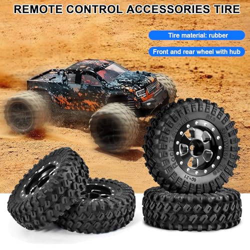 1.3" RC Crawler Tires & Aluminum Beadlock Wheels Rock Terrain Rubber Tires for 1/18 TRX4M, 1/24 SCX24 & Upgraded RC Rock Crawler