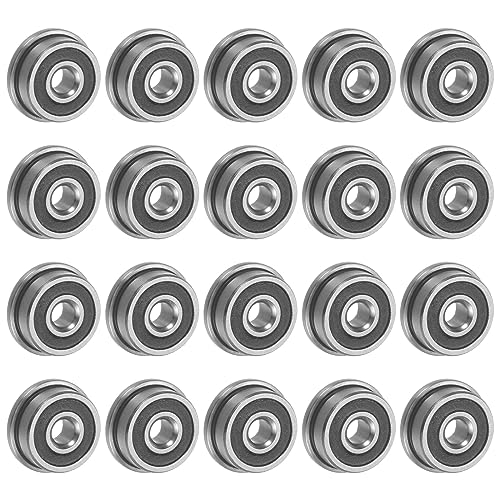 uxcell F623-2RS Flanged Ball Bearing 3x10x4mm Double Sealed Chrome Steel Flange Bearings, 20pcs - size: 3x10x4mm