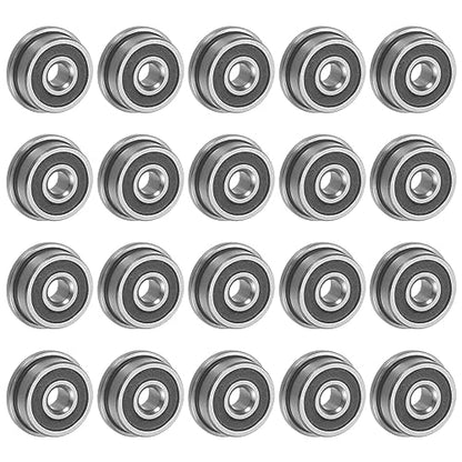 uxcell F623-2RS Flanged Ball Bearing 3x10x4mm Double Sealed Chrome Steel Flange Bearings, 20pcs - size: 3x10x4mm