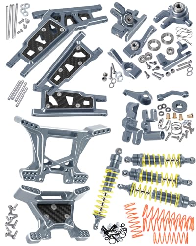 Upgrades Part for 1/10 Rustler 4x4 (VXL),Alloy RC Shock Absorber,Suspension Arm,Caster Block,Steering Blocks,Rear Stub Axle Carriers,Steering Bellcranks,Shock Tower,Titanium - color: Titanium - Upgrades