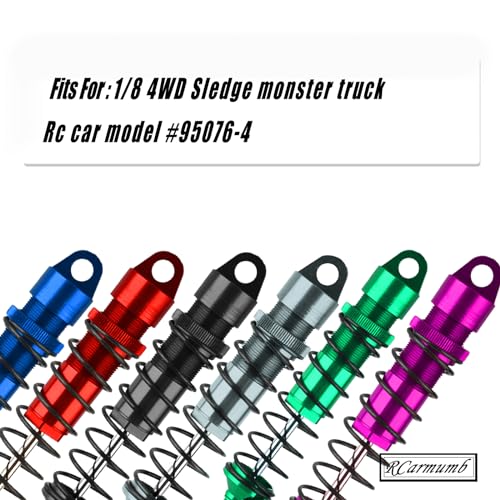 Front Rear RC Shock Upgrades Part for 1/8 Sledge 4WD #95076-4, 4PCS Full Aluminum Big Bore RC Shocks Hops Up for Sledge Monster Truck,Black - color: Black
