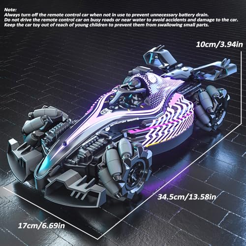 RC Stunt Car, Gesture Sensing Remote Control Car with Sound Lights and Spray, 2.4GHz 4WD 360° Rotating RC Cars with 3 Batteries for Teens (Purple) - color: Purple, size: 3 Batteries