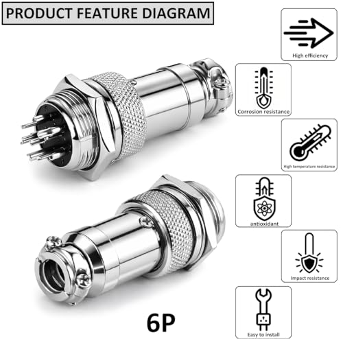 Clyxgs 6-Core Aviation Plug Connector Male Female 16mm Panel Mount Metal Wire Adapter 10PCS - style: GX16-6-10
