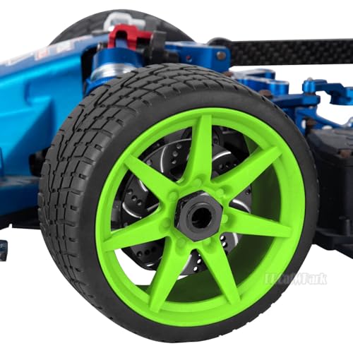 RC Highway Tires Wheel for 1/7 Infraction 6S BLX/Limitless,1/8 Typhon 6s BLX,7 Spokes Wheel Rim & Rubber Highway Tires RC Drift Tires,Green - color: Green - (4pcs Highway Tires)