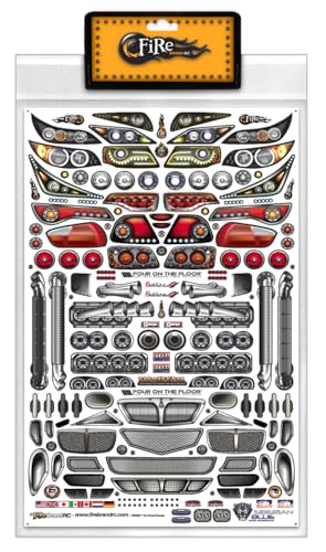 FIRE BRAND RC® Remix™ ON-Road Body RC Decals - Multi-Fit Vinyl Sheet (8.5" x 14") - Fits 1:10 Scale RC Cars - Die-Cut for Easy Application