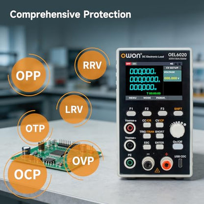 OWON Programmable DC Electronic Load OEL6030, DC 600V 30A Maximum 300W, USB/RS232, CV CC CR CP 4 Operation Modes, 5kHz Dynamic, Lab Bench Power Tester with 2.8” TFT Color LCD Display - size: OWON-OEL6030
