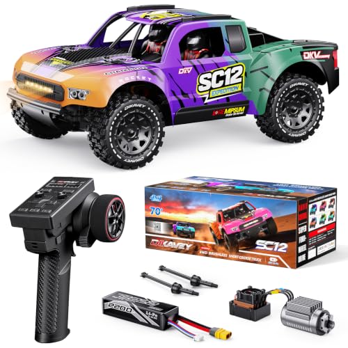 1/12 Brushless Remote Control Car RTR, 42MPH (70+Km/H 4WD Rc Short-Course Truck, Amateur-Level Rc Drift Car, Equipped with 3s 2200 Mah Battery, All-Terrain Tires, Suitable for Adults-Purple - color: Purple