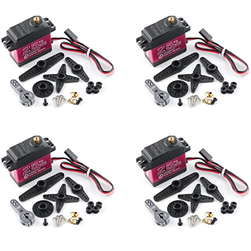 4PCS DS3225 25KG Digital Rc Servo, High Torque Waterproof Full Metal Gear RC DS Servo Motor with 25T Servo Arm for Baja Car Robotic Arm 1/8 1/10 1/12 Crawler Truck Boat (Angle 270 Degree)