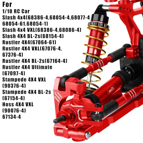 Upgrades Part for 1/10 Slash/Rustler/Stampede/Hoss 4x4 VXL,RC Shock Absorbers&Suspension Arms&Drive Shaft Axles&Steering Knuckle Kit&Shock Tower&Adjustable Links&Steering Block,Red - color: Red(parts)