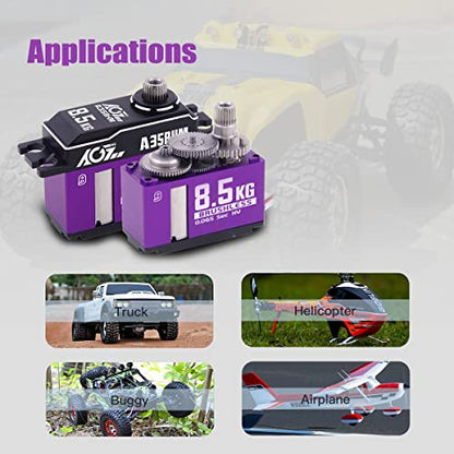 AGFRC 8.5KG HV Brushless RC Servo Motor for 1/12 1/10 RC Car(A35BHM) | 0.065Sec High Speed, Brushless motor, Programmable, 8.4V HV, CNC Aluminum Case, Titanium Gears, 35.5x15x29.2mm, 41g