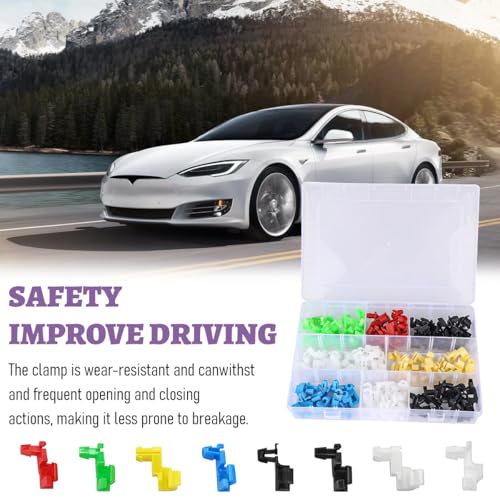 80PCS Car Door Lock Rod Clip Assortment Kit, Left & Right Door Handle Rod End Retainer Latch Locking Clip, Auto Tailgate Handle Push Clamp Replacement, Universal for Most Vehicles