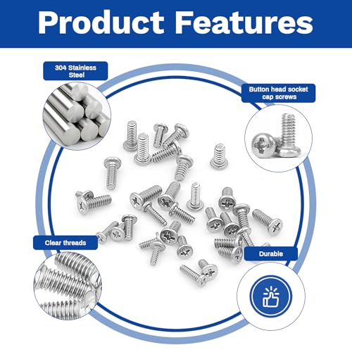 500Pcs M1 304 Stainless Steel Metric Micro Screws Nuts Assortment | M1x2.5/3/4/5/6mm Sizes, Phillips Pan Head, Fully Threaded Kit for Arduino, RC Models, Electronics, DIY Projects - size: M1x2.5/3/4/5/6 -500Pcs