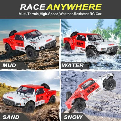 Two-Speed Nitro RC Car for Adult 1/10 20.9IN Gas-Engine Remote Control Truck 70KM/H 2.4G 18CXP Nitro Engine Short Course Rally Vehicle All Terrain Off Road Racing Car 80cc Fuel Tank (White) - color: White