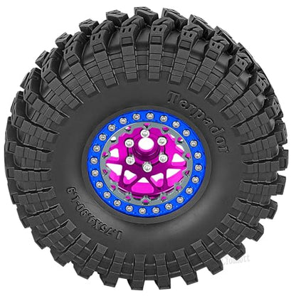 RC 1.9" Beadlock Wheel Tires Set 1.9 Beadlock Wheels and Tires for 1/10 SCX10 90046 AXI03007 TRX4 TRX6 VS4-10 Gen7 Gen8 MST CFX D90 RC Crawler Car,Aluminium 1.9 Rims w/Wheels Ring,Pink - color: Pink- (Wheel Tires)