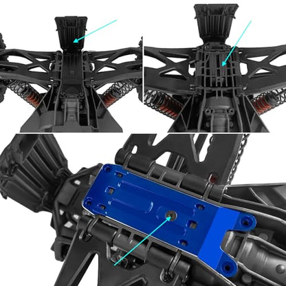 Aluminum Rear Tie Bar Mount Suspension Holder Blue CNC Machined Rear Chassis Brace Tie Bar Mount for Tra-xxas X-Maxx 6S 8S Truck Rc Car Upgrade Parts